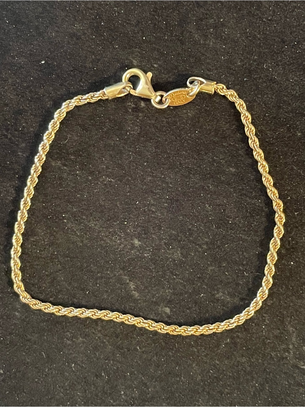 Ladies Dyadema Gold Wash Vermeil 925 Sterling Silver Rope Chain Bracelet. Italy